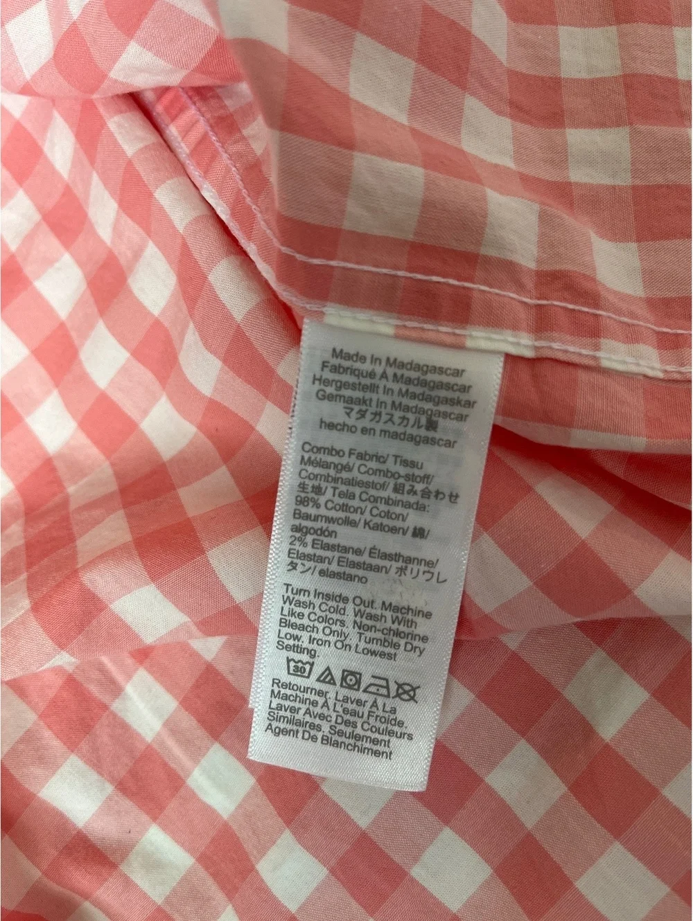 J.Crew Classic Flex Washed Large Pink and White Gingham Button-Up Shirt